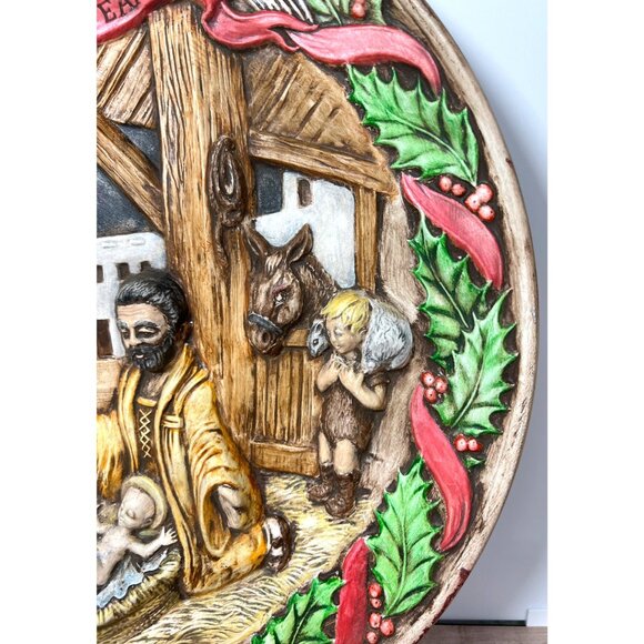 VTG Detailed Nativity Scene Decorative Wall Plate Peace On Earth Christmas - Picture 3 of 5